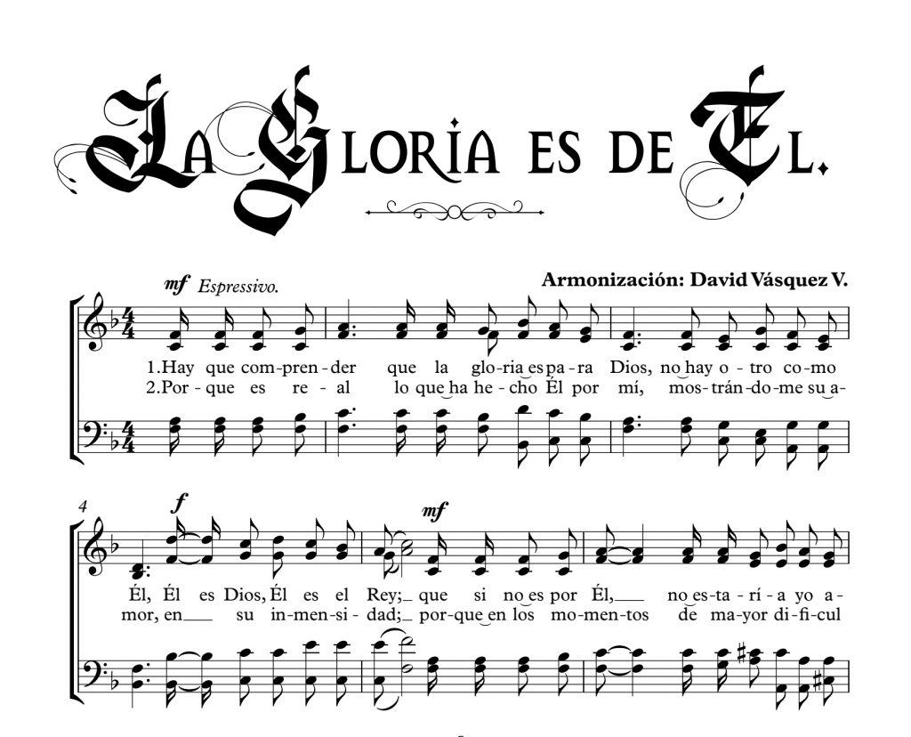 ▷ La Gloria es de El | Partitura Coral | Coro IEP